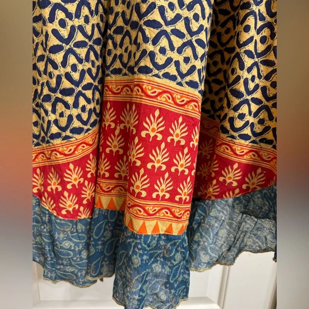 Boho Patchwork Spaghetti Strap High Low Dress Festival Size S Gypsy Rose - Picture 7 of 10